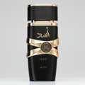 Buy authentic Lattafa Asad Eau De Parfum (100ml) at Alsaharoud. The viral, intense masculine scent with notes of pineapple, black pepper, tobacco, and amber. Very long-lasting. Fast UK delivery.